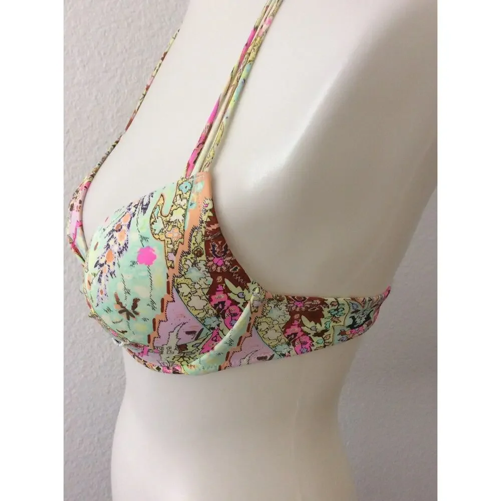 Victoria's Secret Bikini Top Pleated Multicolor Metallic Swimwear